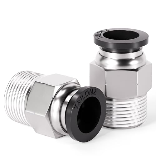 TAILONZ PNEUMATIC Male Straight 3/8 Inch Tube OD x 3/8 Inch NPT Thread Push to Connect Fittings PC-3/8-N3 (Pack of 5) - Image 1
