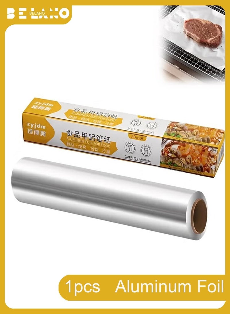 BELANO Aluminum Foil Roll Food Grade, Heavy Duty Wrapping Paper Heat Resistant, Kitchen Baking Foil for Grilling and Oven Silver 30cm x 5m - Image 1