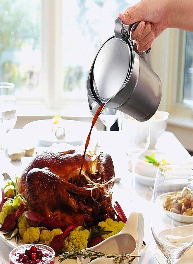 سانبيل إبريق صلصة حراري من الفولاذ المقاوم للصدأ 304، إبريق تقديم مزدوج الجدار للصلصة والكاتشب والخردل والقشدة وتتبيلة السلطة والحليب (450 مل) - Image 3