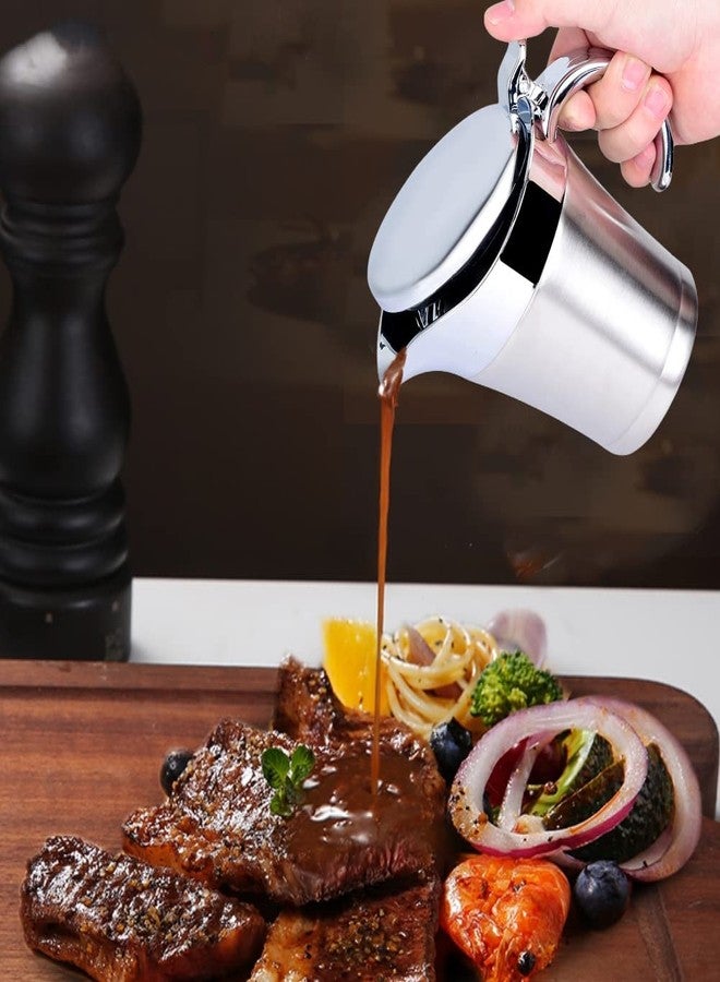 سانبيل إبريق صلصة حراري من الفولاذ المقاوم للصدأ 304، إبريق تقديم مزدوج الجدار للصلصة والكاتشب والخردل والقشدة وتتبيلة السلطة والحليب (450 مل) - Image 2