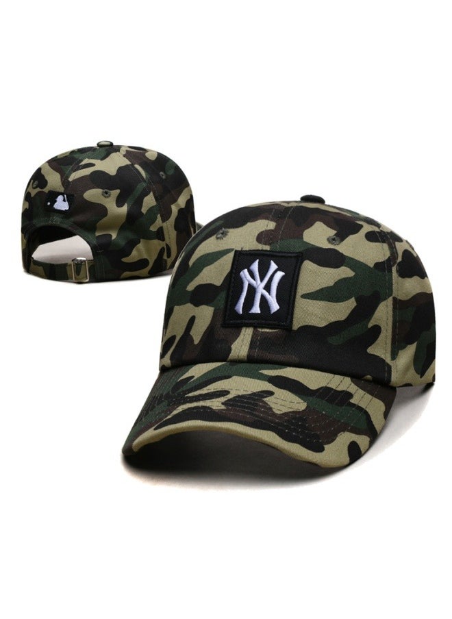 MLBS NEW ERA 9Fort New York Yankees Baseball Hat Duck Tongue Hat Sun Hat Pointed Hat Sun Hat Pure Cotton Men's and Women's Baseball Hat Outdoor Army Green 