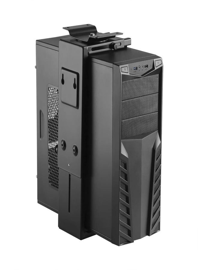 Skill Tech SH CP6 Universal Adjustable Under-Desk/Wall CPU Mount, Height Range 300–533mm, 10kg Load Capacity – Black - Image 1