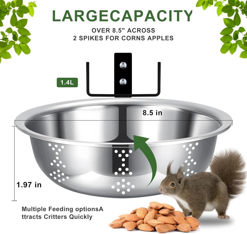 Gnodry Squirrel Feeders for Outside, Metal Squirrel House for Outdoor, Durable Bowl Tree Mounted of Chipmunk Feeder, Squirrel Food for Backyard Squirrels Hold Corn, Corn Cob, Peanuts (8.5Inch - Image 2