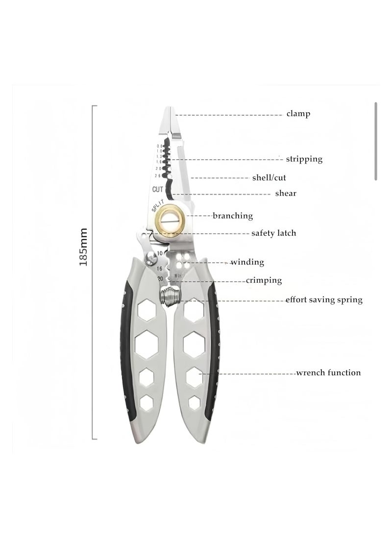 SYOSI - 7-Inch Multipurpose Wire Stripper, 2024 New Professional Wire Stripping Tool for Electricians, Self-Adjusting, Stripping, Cutting and Crimping Capabilities, Ideal for Electrical Cables Stripping - Image 1