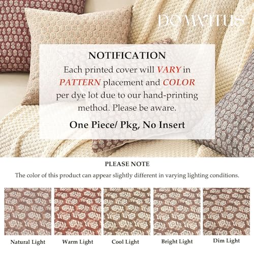 DOMVITUS Pillow Covers 20x20, Floral Pillow Covers, Couch Pillows for Living Room, Decorative Farmhouse Accent Print Throw Pillow Covers, 1PC, Cognac Brown - Image 3