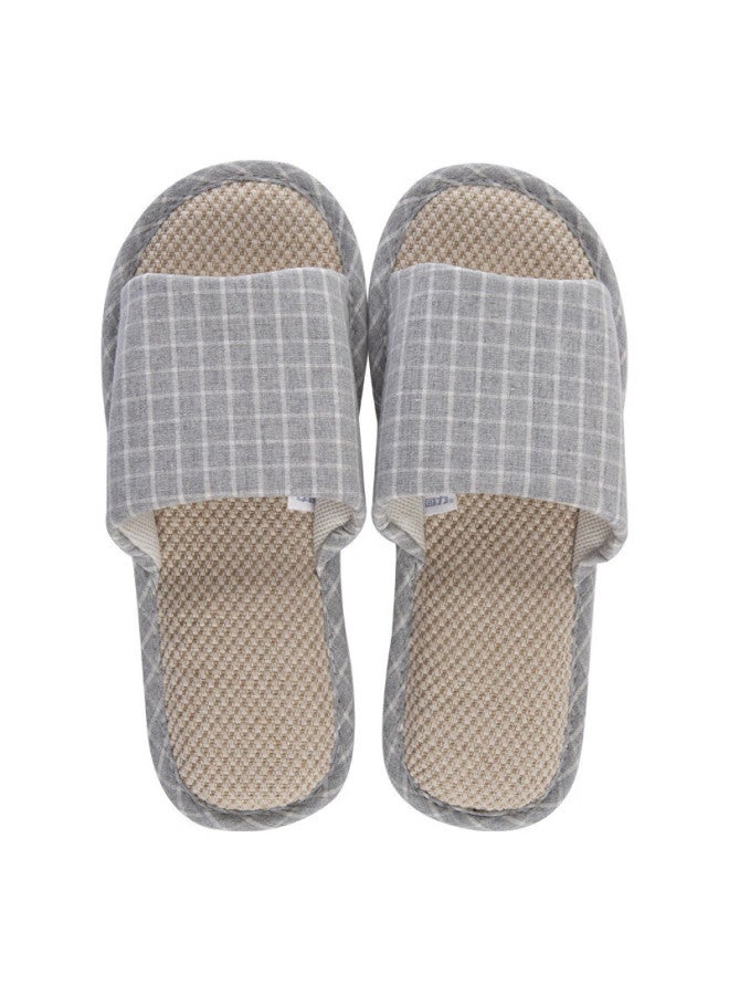 Warrior Linen Slippers نماذج رجالية ونسائية، خف منزلي للزوجين خفيف الوزن مريح قابل للتنفس يمتص العرق ذو نعل سميك مقاوم للبلى، طراز الشبكة الكلاسيكي Hl1036 رمادي فاتح، المقاس 44
