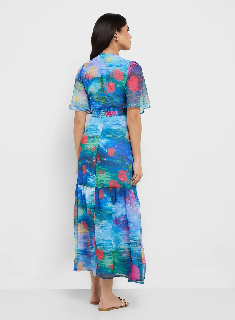 Hope & Ivy Floral Chiffon Dress