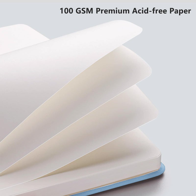Rettacy Blank Journal Notebook  192 Pages  A5 Medium Size (5.7'' X 8.3'')  Leather Hardcover  100 Gsm Thick Paper  For Sketching  Drawing  Painting (Light Blue) - Image 3