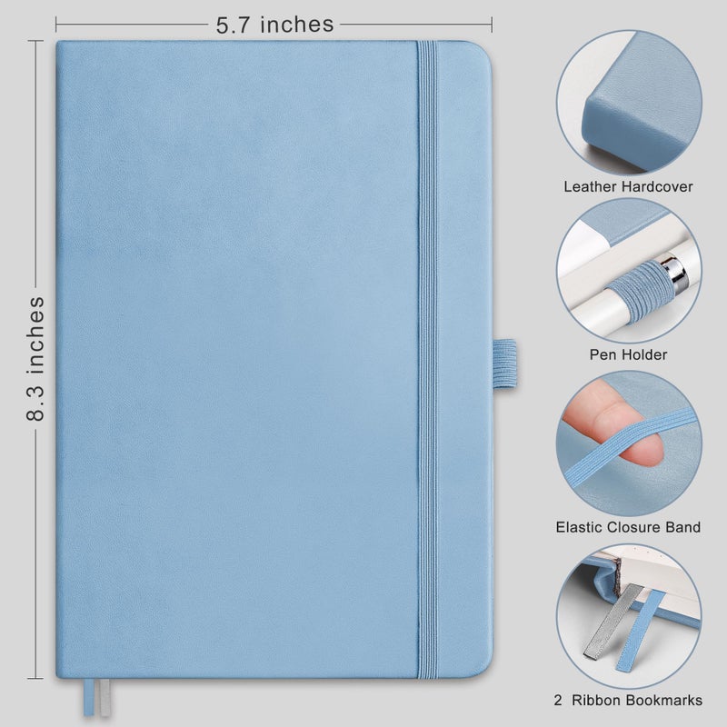 Rettacy Blank Journal Notebook  192 Pages  A5 Medium Size (5.7'' X 8.3'')  Leather Hardcover  100 Gsm Thick Paper  For Sketching  Drawing  Painting (Light Blue) - Image 2