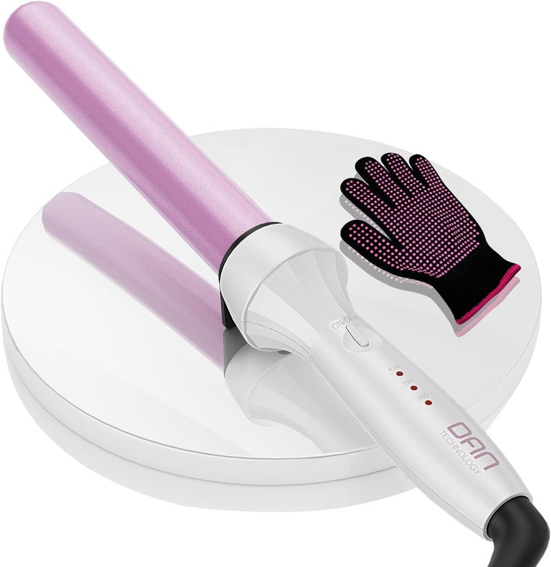 DAN Technology Curling Wand 1 inch Temperature Adjustable Tourmaline Impregnated Ceramic Barrel Dual Voltage 60 min Shut Off Curling Iron for Natural Curls and Longlasting Hairstyles