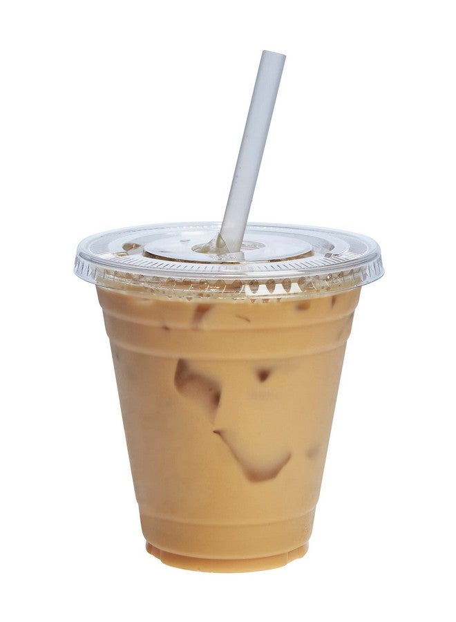 قوستو جوستو [12 أونصة - 100 كوب شفاف من البولي إيثيلين تيرفثالات مع أغطية، أكواب قهوة للاستخدام مرة واحدة مع أغطية مسطحة - مثالية للمشروبات الباردة والعصائر والمشروبات الجاهزة - كانت تُعرف سابقًا باسم عبوة مريحة - Image 1