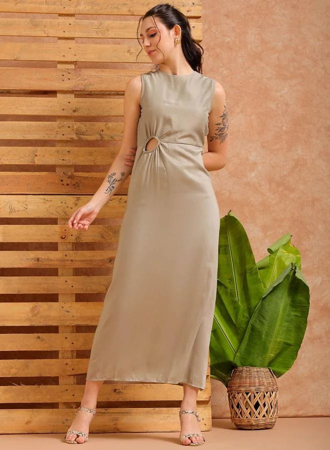 Freehand Freehand Women Grey Cut-Out Detail Maxi Dress