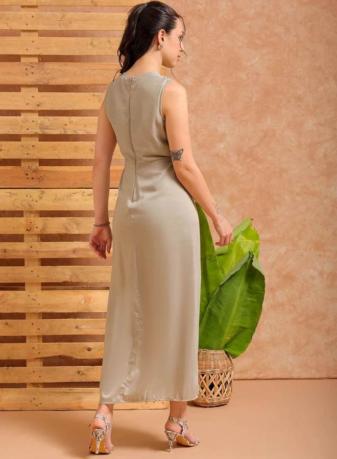 Freehand Freehand Women Grey Cut-Out Detail Maxi Dress