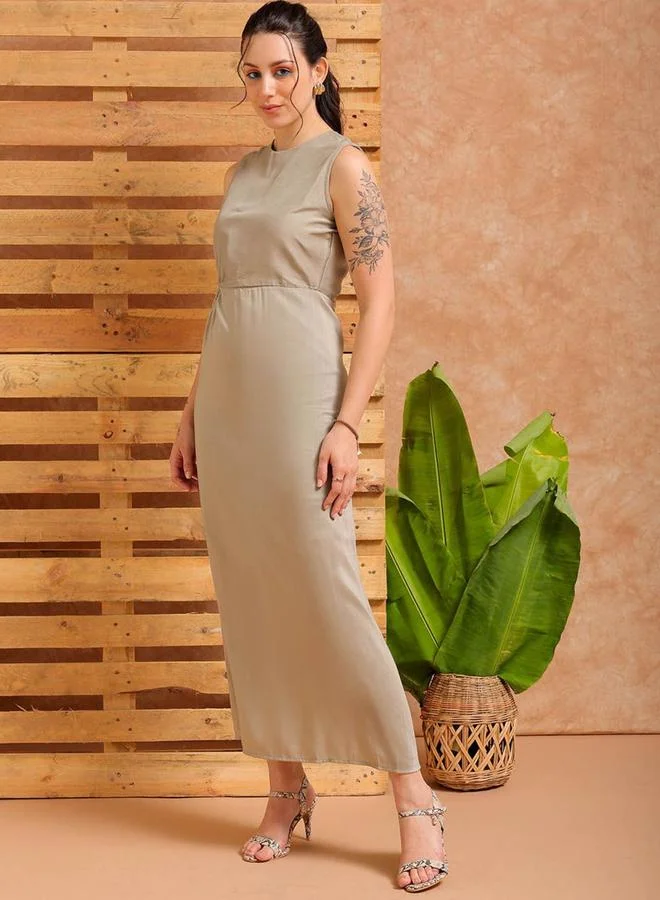 Freehand Freehand Women Grey Cut-Out Detail Maxi Dress