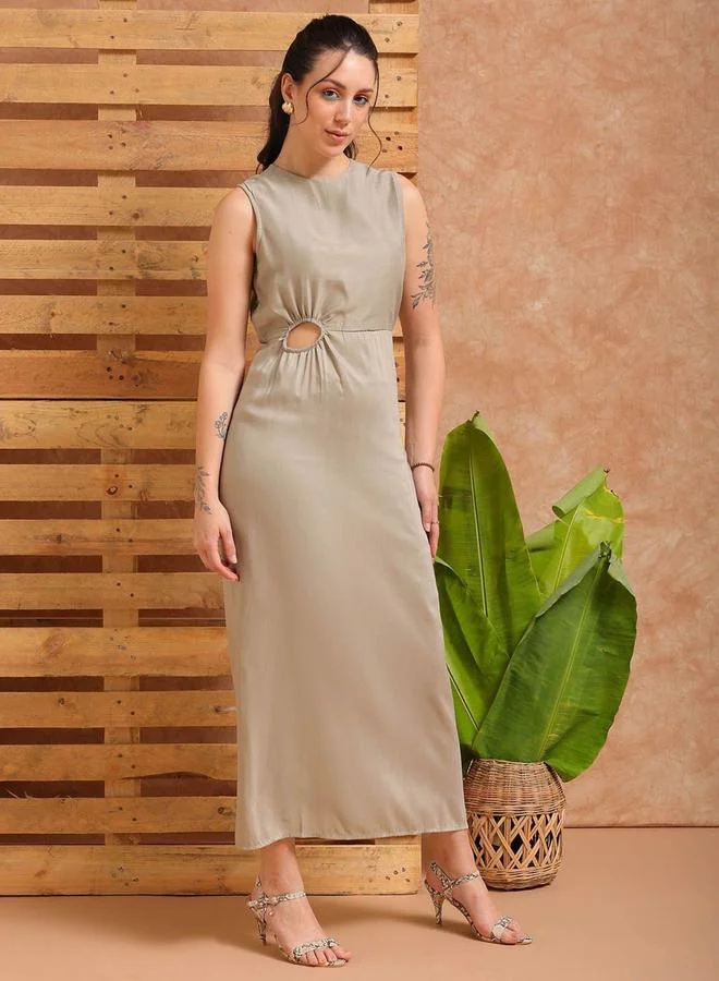 Freehand Freehand Women Grey Cut-Out Detail Maxi Dress
