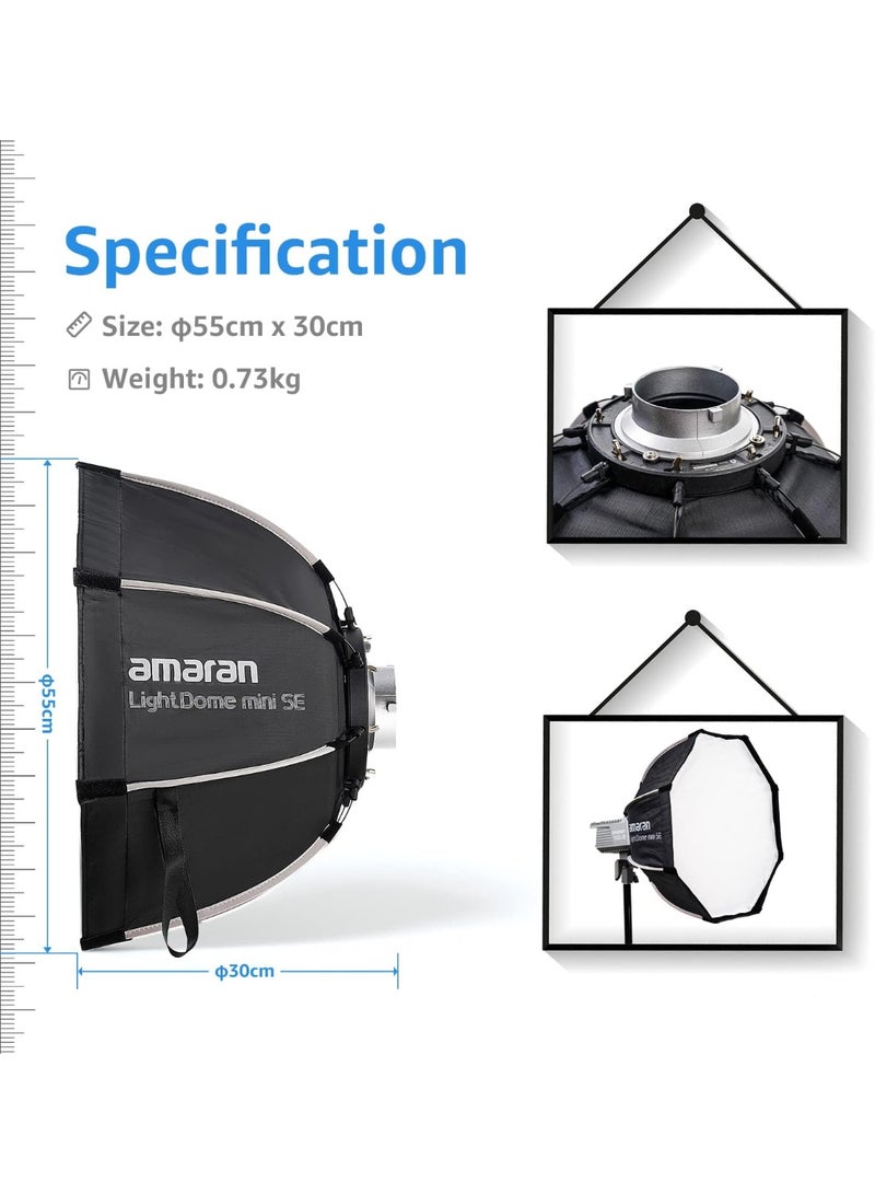 عماران سوفت بوكس Aputure Amaran Light Dome Mini SE للإضاءة الاحترافية متوافق مع Amaran 60 و100 و200 وسلسلة LS وإضاءة LED بتركيب Bowens - Image 2