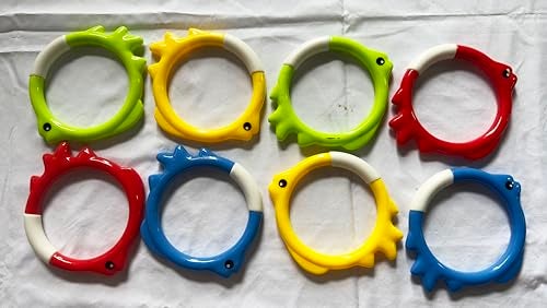 Carykon 8 Pieces of 4 Colors Diving Fish Ring Swimming Pool Toy Diving Retrieve Diving Training Practice Sea Fish Ring Throwing Game - Image 5