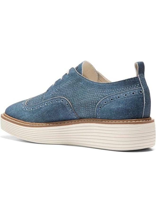 Cole Haan Women's Original Grand Platform Wingtp Oxford, Denim Suede/Ivory - Image 5