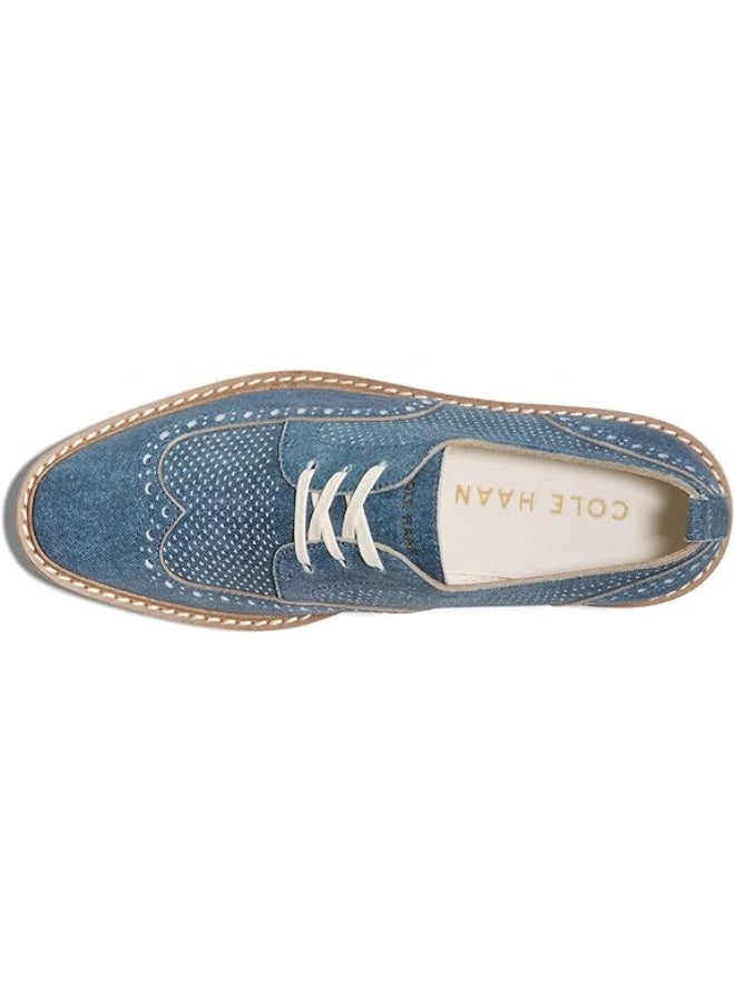 Cole Haan Women's Original Grand Platform Wingtp Oxford, Denim Suede/Ivory - Image 2