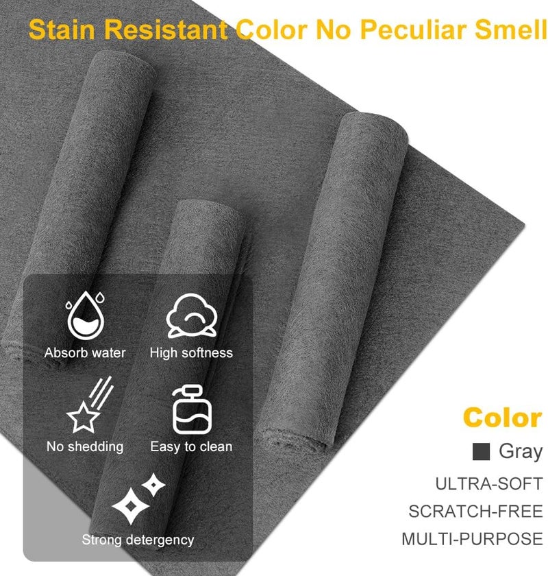 Vicloon Thickened Magic Cleaning Cloth - 3pcs Microfiber Polishing Wipes (Gray, 50x40cm) - Image 5