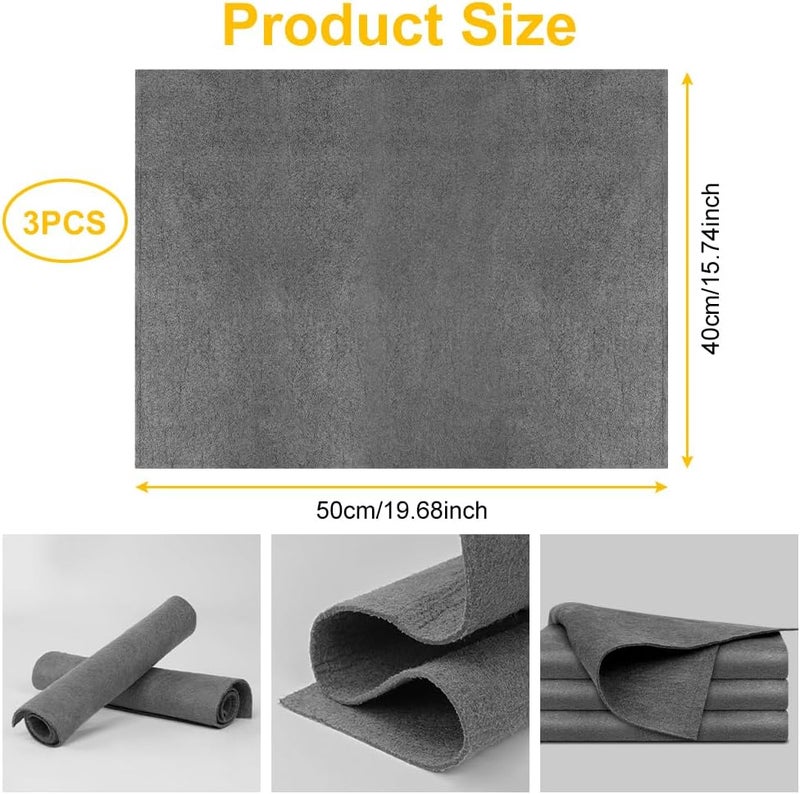 Vicloon Thickened Magic Cleaning Cloth - 3pcs Microfiber Polishing Wipes (Gray, 50x40cm) - Image 2