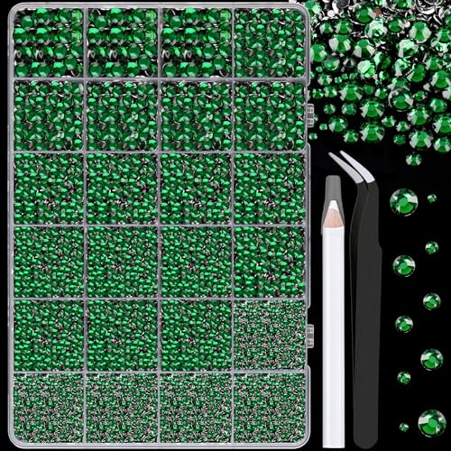 TINKRSTUFF 25000Pcs Resin Rhinestones for Crafting, Emerald Green 2-6mm Mixed Sizes Non Hotfix Flatback Gems, Bedazzling Crystal for DIY Crafts Clothing Tumblers Mugs Shoes Fabric Nail Art - Image 1