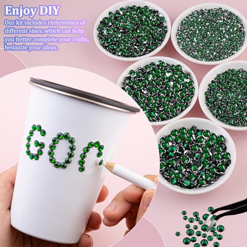 TINKRSTUFF 25000Pcs Resin Rhinestones for Crafting, Emerald Green 2-6mm Mixed Sizes Non Hotfix Flatback Gems, Bedazzling Crystal for DIY Crafts Clothing Tumblers Mugs Shoes Fabric Nail Art - Image 3