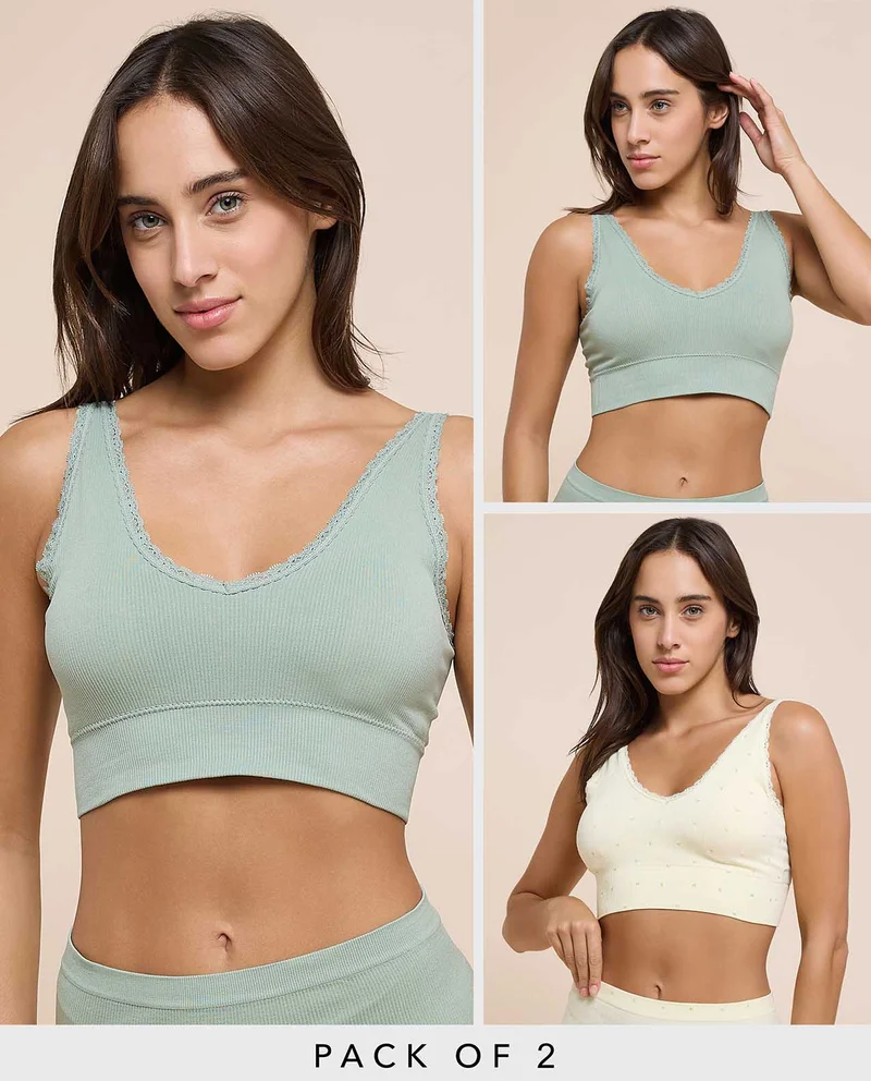 R&B 2 Pack Ribbed Sports Bra