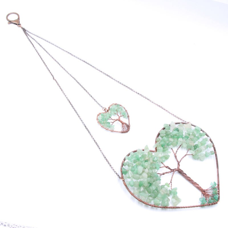 Double Love Gravel Crystal Tree of Life Winding Home Ornament, Dream Catcher Pendant Curtain Pendant (Purple Crystal) - Image 2