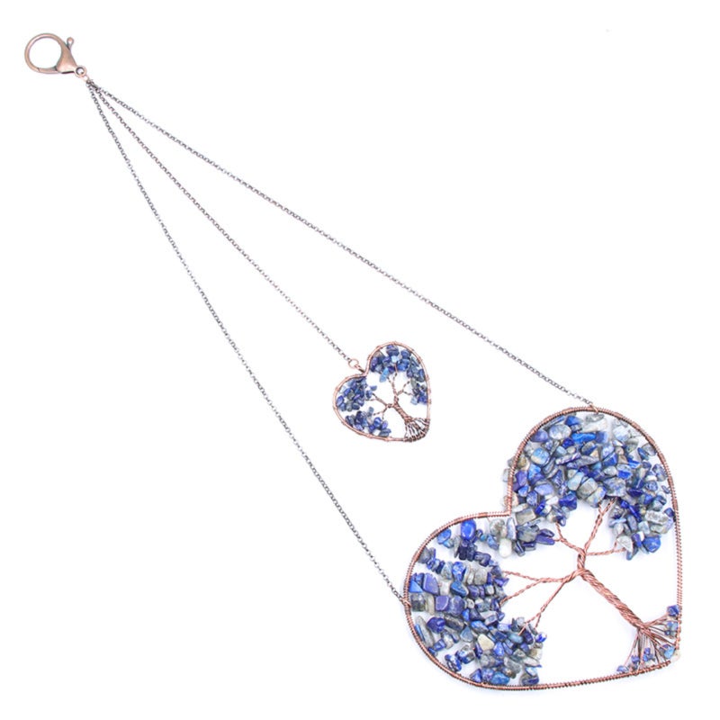 Double Love Gravel Crystal Tree of Life Winding Home Ornament, Dream Catcher Pendant Curtain Pendant (Purple Crystal) - Image 4