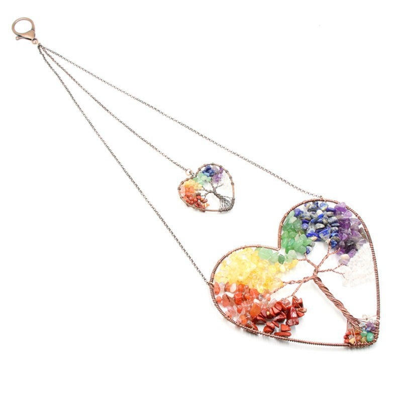 Double Love Gravel Crystal Tree of Life Winding Home Ornament, Dream Catcher Pendant Curtain Pendant (Purple Crystal) - Image 3