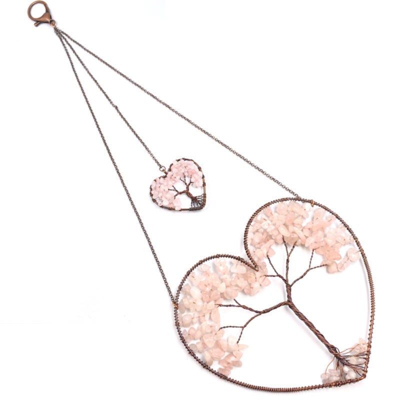 Double Love Gravel Crystal Tree of Life Winding Home Ornament, Dream Catcher Pendant Curtain Pendant (Purple Crystal) - Image 5