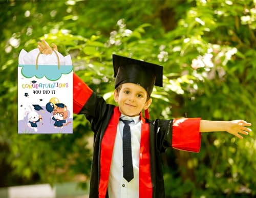 PETCEE Kindergarten Graduation Gift Bags - Congratulations Pre-K Preschool Graduation Gifts for Boys Girls You Did It Kindergarten Paper Gift Bags with Tissue Paper for Kids Daughter Son Graduates - Image 4