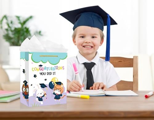 PETCEE Kindergarten Graduation Gift Bags - Congratulations Pre-K Preschool Graduation Gifts for Boys Girls You Did It Kindergarten Paper Gift Bags with Tissue Paper for Kids Daughter Son Graduates - Image 3