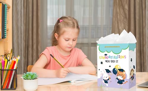 PETCEE Kindergarten Graduation Gift Bags - Congratulations Pre-K Preschool Graduation Gifts for Boys Girls You Did It Kindergarten Paper Gift Bags with Tissue Paper for Kids Daughter Son Graduates - Image 5