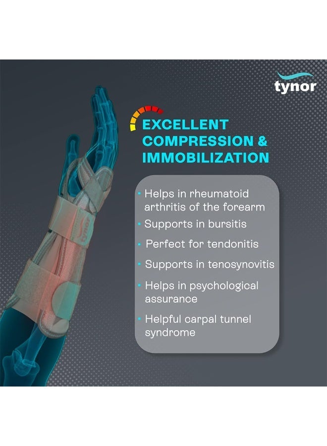 تاينور جبيرة الساعد من TYNOR | لدعم المعصم والساعد | دعامة لتخفيف الألم، التعافي من الإصابات وتحقيق الثبات | مناسبة للرجال والنساء | مثالية لحالات الالتواء والشد العضلي | عبوة مكونة من قطعة واحدة، مقاس موحد (رمادي) - Image 2