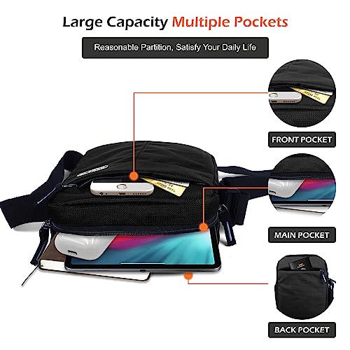 NABAAT Nylon Stylish Side Bag for Men Crossbody Sling Messenger Tablet Bags for Travel/Office/Business, Black (SB-ULI-BLK-2) - Image 4