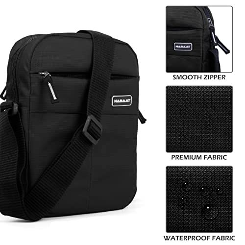 NABAAT Nylon Stylish Side Bag for Men Crossbody Sling Messenger Tablet Bags for Travel/Office/Business, Black (SB-ULI-BLK-2) - Image 5