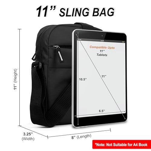 NABAAT Nylon Stylish Side Bag for Men Crossbody Sling Messenger Tablet Bags for Travel/Office/Business, Black (SB-ULI-BLK-2) - Image 2
