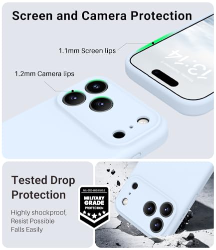 OTOFLY Magnetic for iPhone 17 Pro Max Case,Compatible with Magsafe,Classic Liquid Silicone Mobile Phone Case,Integrated Camera Control Button,Anti-Scratch Microfiber Lining, Light Blue - Image 5