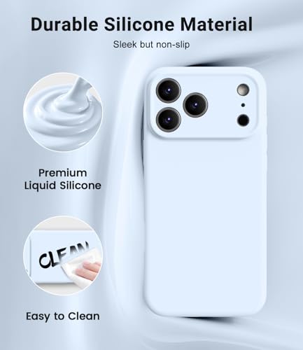 OTOFLY Magnetic for iPhone 17 Pro Max Case,Compatible with Magsafe,Classic Liquid Silicone Mobile Phone Case,Integrated Camera Control Button,Anti-Scratch Microfiber Lining, Light Blue - Image 3