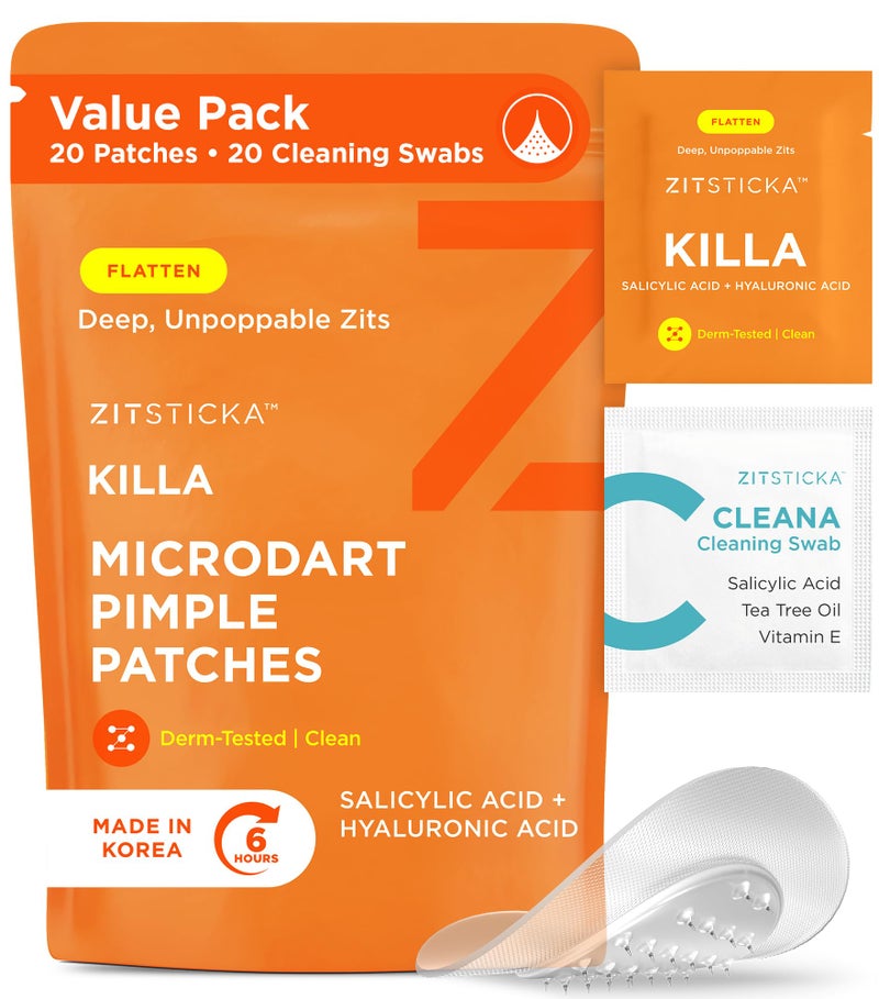 ZitSticka Killa Acne Patches for Face - World's Most Potent Pimple Patch with Fast-Acting Microdarts - Starts Working within 2 Hours for Deep, Early-Stage Zits - 20 Count - Image 1