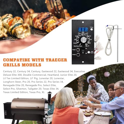 YAOAWE Upgraded Digital Thermostat Controller Kit Replacement for Traeger Wood Pellet Grills, with Temperature Probe Sensor - Image 3