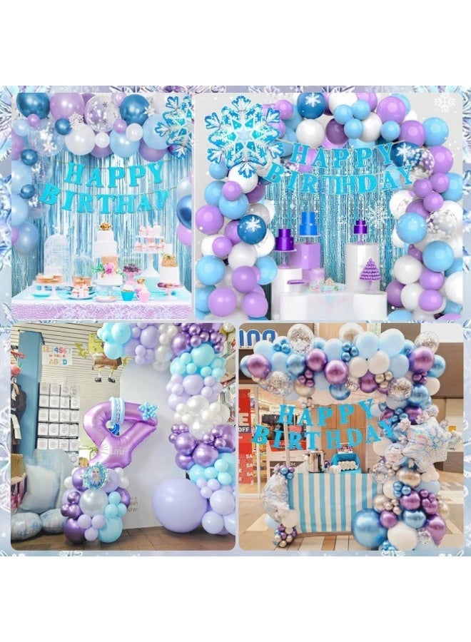 OSHIMA Party Decorations Set, Birthday Party Supplies, Birthday Party Decoration with Snowflakes Confetti Balloons Banner Foil Balloons for Girl - Image 4