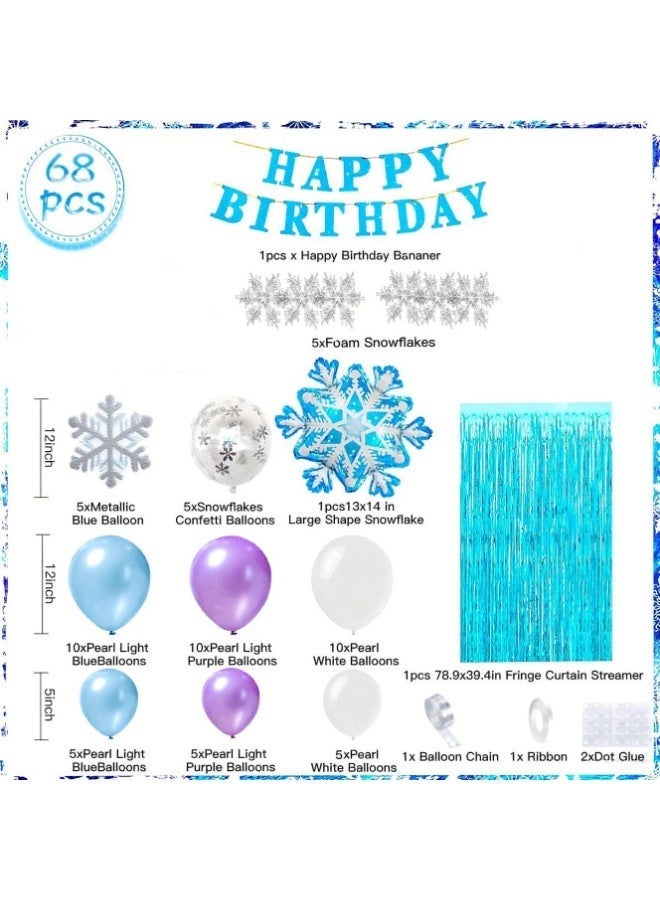 OSHIMA Party Decorations Set, Birthday Party Supplies, Birthday Party Decoration with Snowflakes Confetti Balloons Banner Foil Balloons for Girl - Image 2