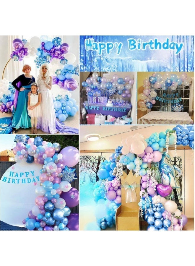 OSHIMA Party Decorations Set, Birthday Party Supplies, Birthday Party Decoration with Snowflakes Confetti Balloons Banner Foil Balloons for Girl - Image 3