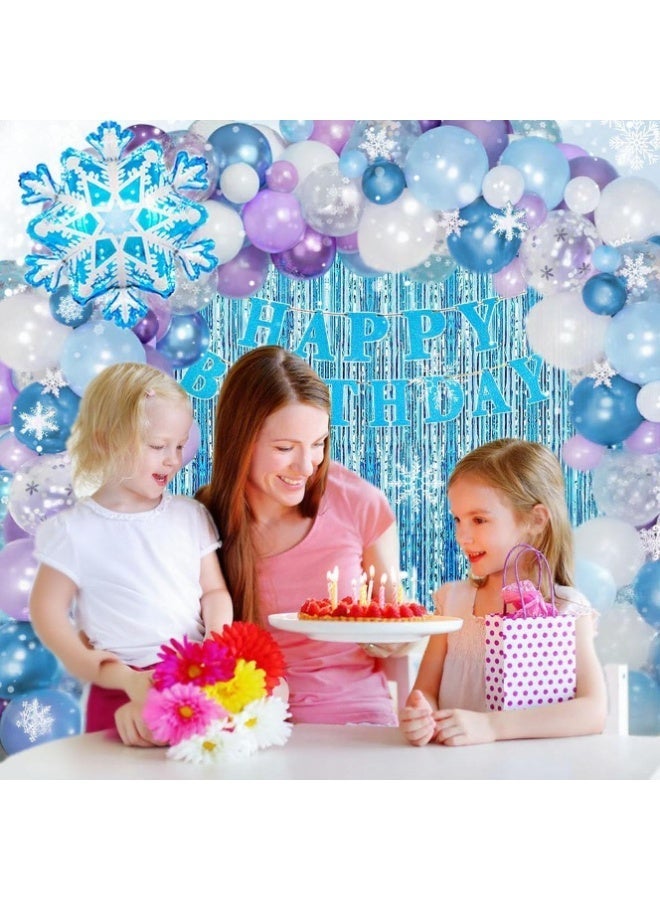 OSHIMA Party Decorations Set, Birthday Party Supplies, Birthday Party Decoration with Snowflakes Confetti Balloons Banner Foil Balloons for Girl - Image 5