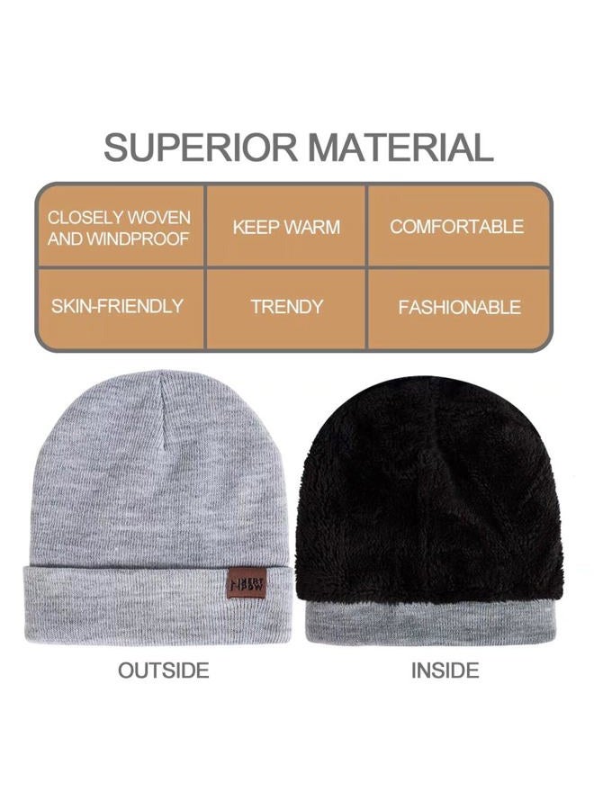 Nertpow Winter 1-3 PCS Beanie Hat Gloves Scarf For Men And Women, Knit Thick Fleece Lined Warm Touchscreen Gloves Beanie Infitiny Scarf Set (Gloves&Beanie&Scarf Black White) - Image 2