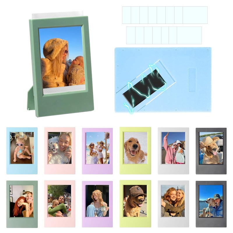 WOGOZAN 2x3 Mini Picture Frame for Fujifilm Instax Mini 12/11/99/41/40/SE/EVO Classic Polaroid Frames 2.15x3.4 Inches Photo Picture Frame with Magnetic Sticker and Protective Film (Colorful) (14 Pack) - Image 1