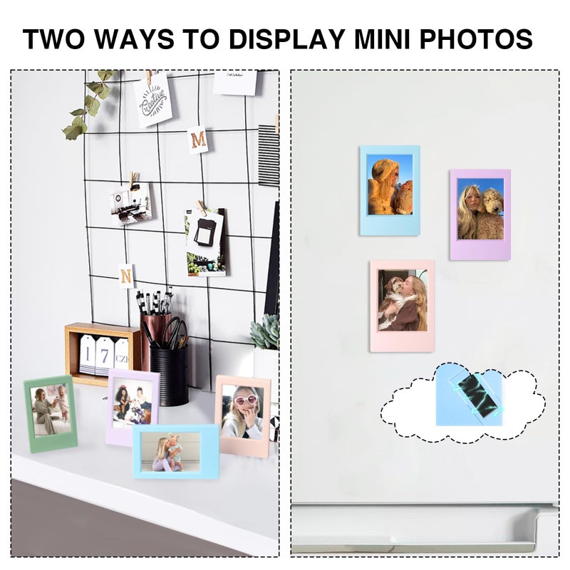WOGOZAN 2x3 Mini Picture Frame for Fujifilm Instax Mini 12/11/99/41/40/SE/EVO Classic Polaroid Frames 2.15x3.4 Inches Photo Picture Frame with Magnetic Sticker and Protective Film (Colorful) (14 Pack) - Image 4